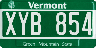 VT license plate XYB854