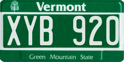 VT license plate XYB920