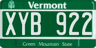 VT license plate XYB922
