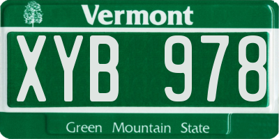 VT license plate XYB978