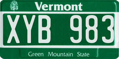 VT license plate XYB983
