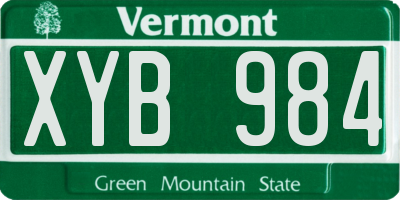 VT license plate XYB984
