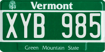 VT license plate XYB985