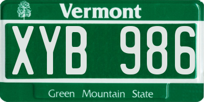 VT license plate XYB986