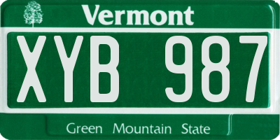 VT license plate XYB987