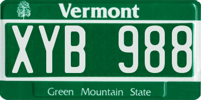 VT license plate XYB988