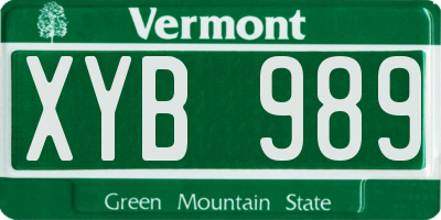VT license plate XYB989