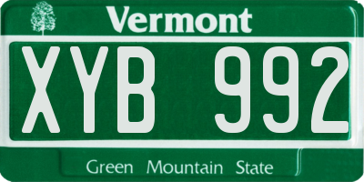 VT license plate XYB992