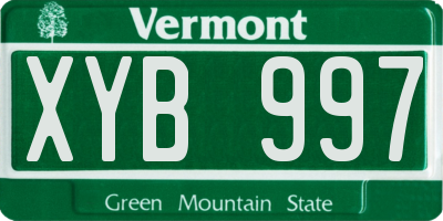 VT license plate XYB997