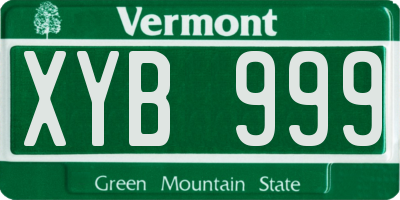 VT license plate XYB999