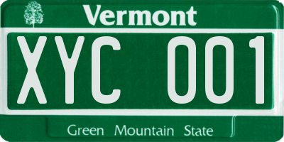 VT license plate XYC001