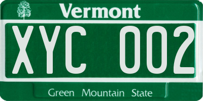 VT license plate XYC002