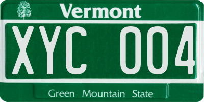 VT license plate XYC004