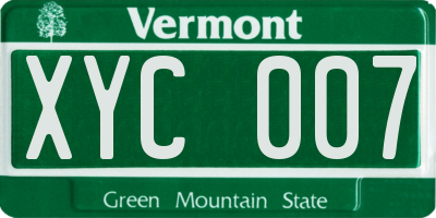 VT license plate XYC007