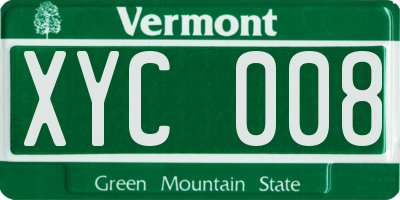 VT license plate XYC008