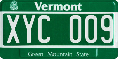 VT license plate XYC009