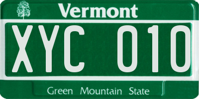 VT license plate XYC010