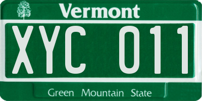 VT license plate XYC011