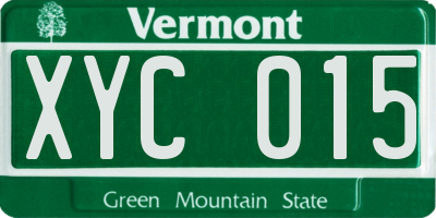 VT license plate XYC015