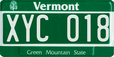 VT license plate XYC018