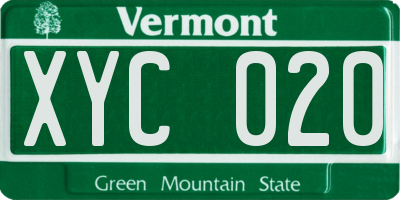 VT license plate XYC020