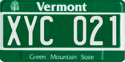 VT license plate XYC021