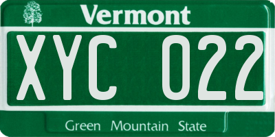 VT license plate XYC022
