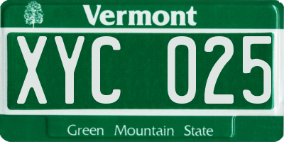 VT license plate XYC025
