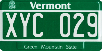 VT license plate XYC029