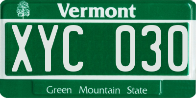 VT license plate XYC030