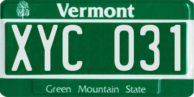 VT license plate XYC031