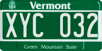 VT license plate XYC032