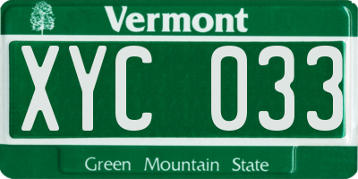 VT license plate XYC033