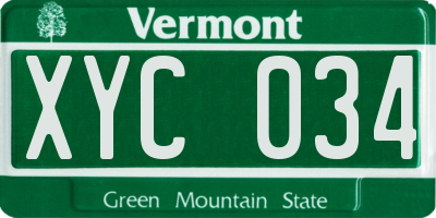 VT license plate XYC034
