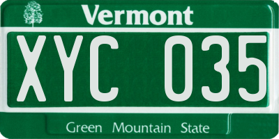VT license plate XYC035
