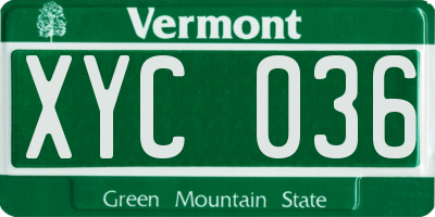 VT license plate XYC036