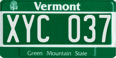 VT license plate XYC037