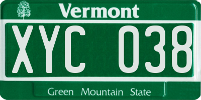 VT license plate XYC038