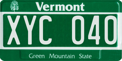 VT license plate XYC040