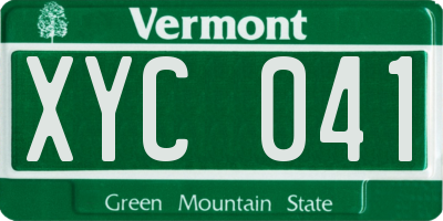 VT license plate XYC041