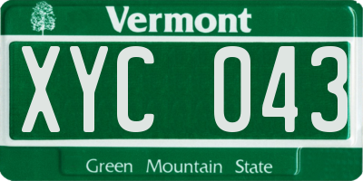 VT license plate XYC043