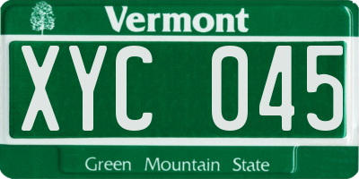VT license plate XYC045