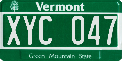 VT license plate XYC047