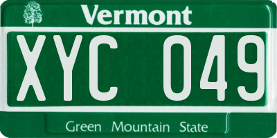 VT license plate XYC049