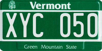 VT license plate XYC050