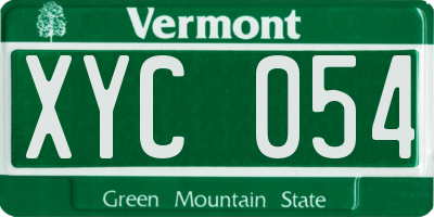 VT license plate XYC054