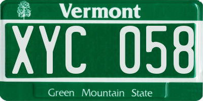 VT license plate XYC058
