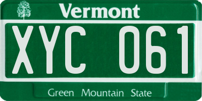 VT license plate XYC061