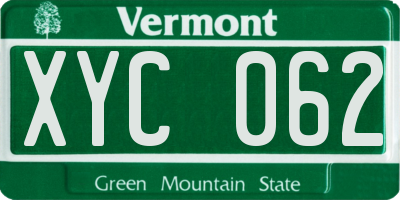 VT license plate XYC062