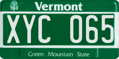 VT license plate XYC065
